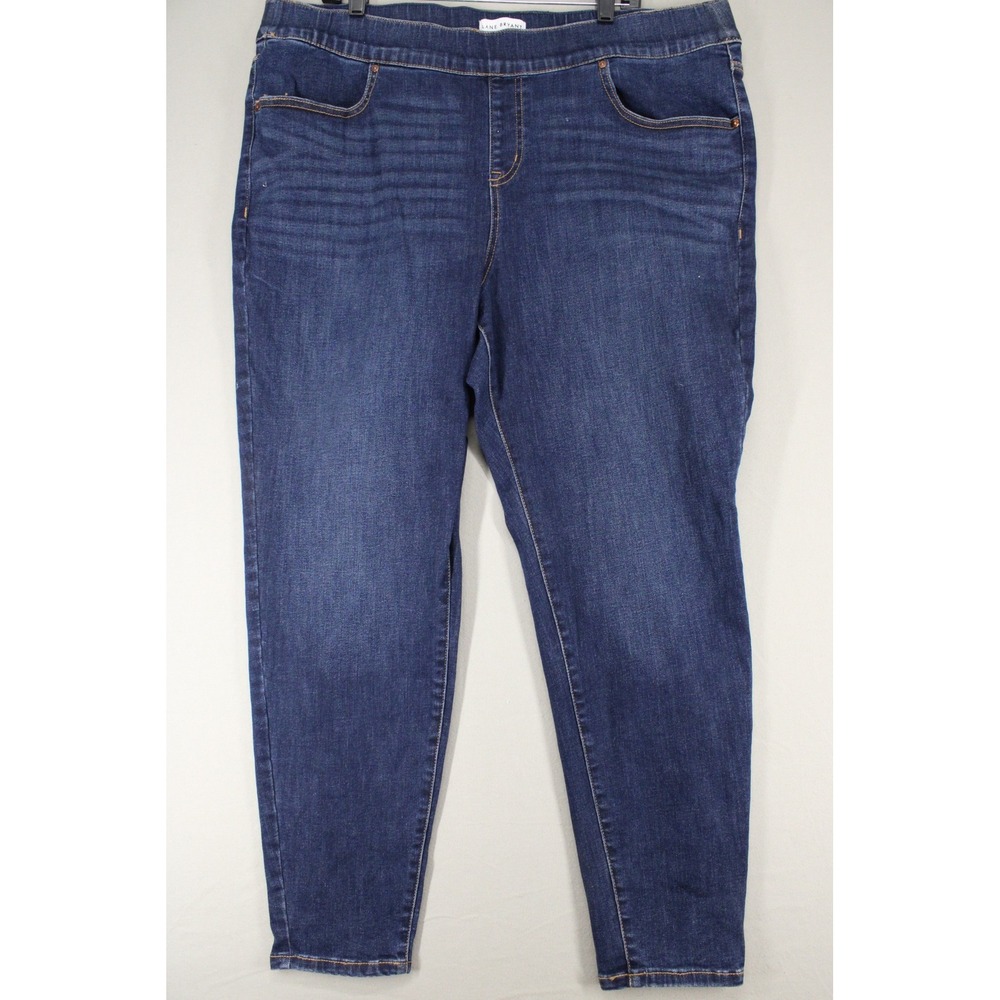 Lane Bryant High Rise Pull On Jeggings Dark Wash Blue Denim Plus Size 22